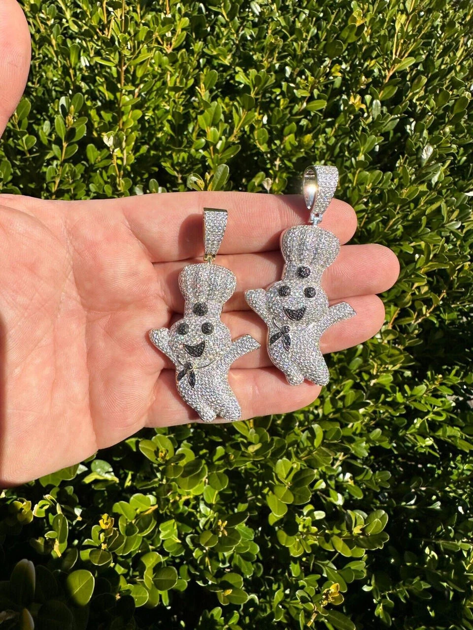 MOISSANITE Real 925 Silver / Gold Pillsbury Doughboy Money Necklace Pendant Iced 7 MOISSANITE Real 925 Silver / Gold Pillsbury Doughboy Money Necklace Pendant Iced - Image 5