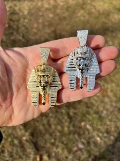 MOISSANITE Real 925 Silver Gold Plated Iced King Tut Egyptian Pharaoh Necklace 25 MOISSANITE Real 925 Silver Gold Plated Iced King Tut Egyptian Pharaoh Necklace -Harlem Bling Shop harlembling moissanite real 925 silver gold plated iced king tut egyptian pharaoh necklace 19602.1674149481