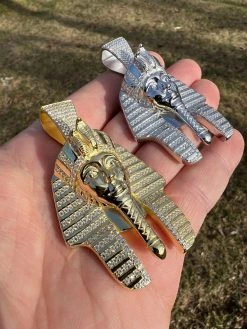 MOISSANITE Real 925 Silver Gold Plated Iced King Tut Egyptian Pharaoh Necklace 31 MOISSANITE Real 925 Silver Gold Plated Iced King Tut Egyptian Pharaoh Necklace -Harlem Bling Shop harlembling moissanite real 925 silver gold plated iced king tut egyptian pharaoh necklace 71806.1674149378