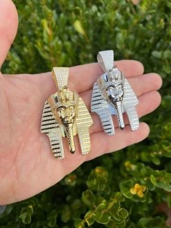 MOISSANITE Real 925 Silver Gold Plated Iced King Tut Egyptian Pharaoh Necklace 21 MOISSANITE Real 925 Silver Gold Plated Iced King Tut Egyptian Pharaoh Necklace -Harlem Bling Shop harlembling moissanite real 925 silver gold plated iced king tut egyptian pharaoh necklace 91454.1674149361