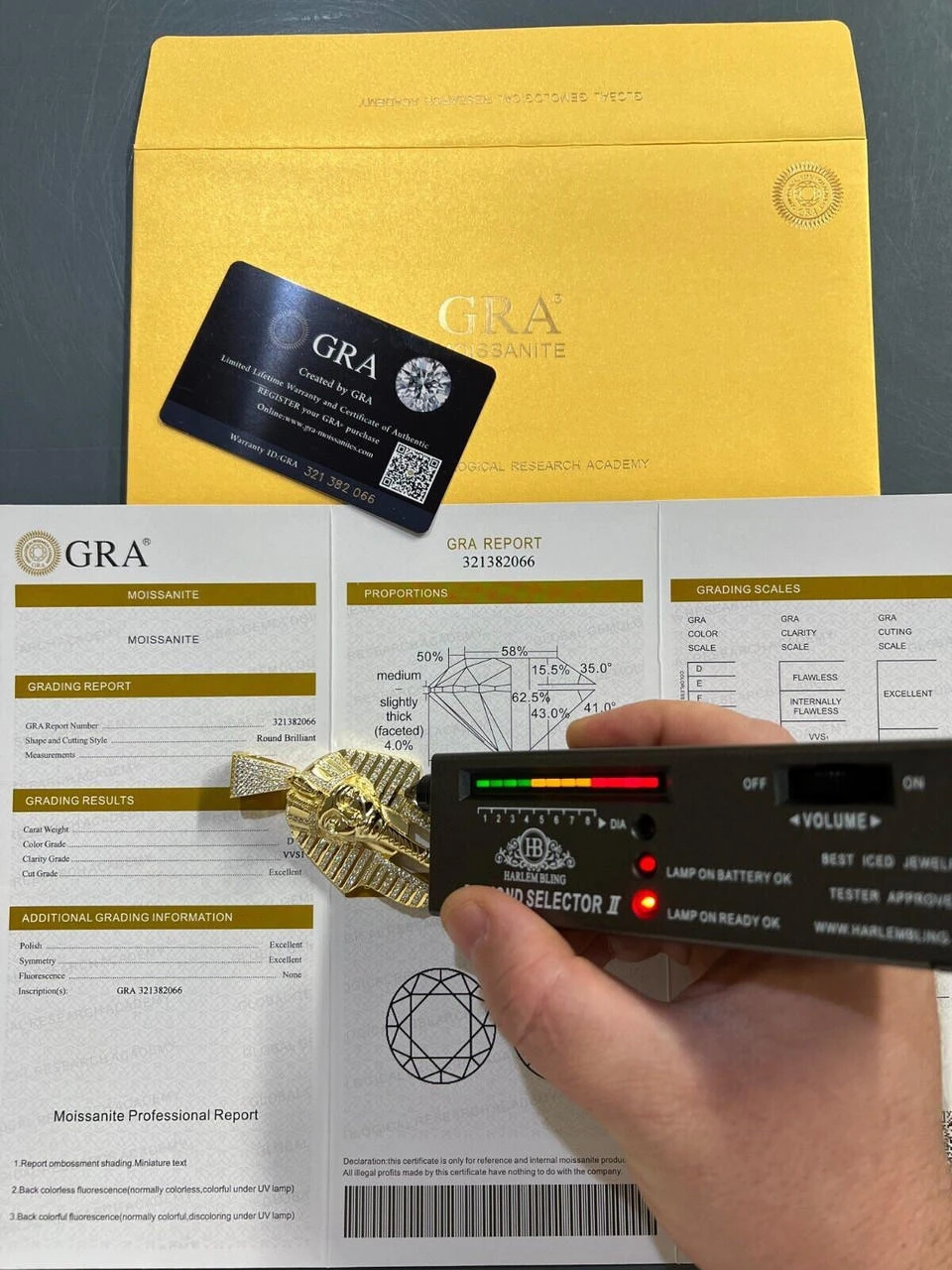 MOISSANITE Real 925 Silver Gold Plated Iced King Tut Egyptian Pharaoh Necklace 7 MOISSANITE Real 925 Silver Gold Plated Iced King Tut Egyptian Pharaoh Necklace - Image 5