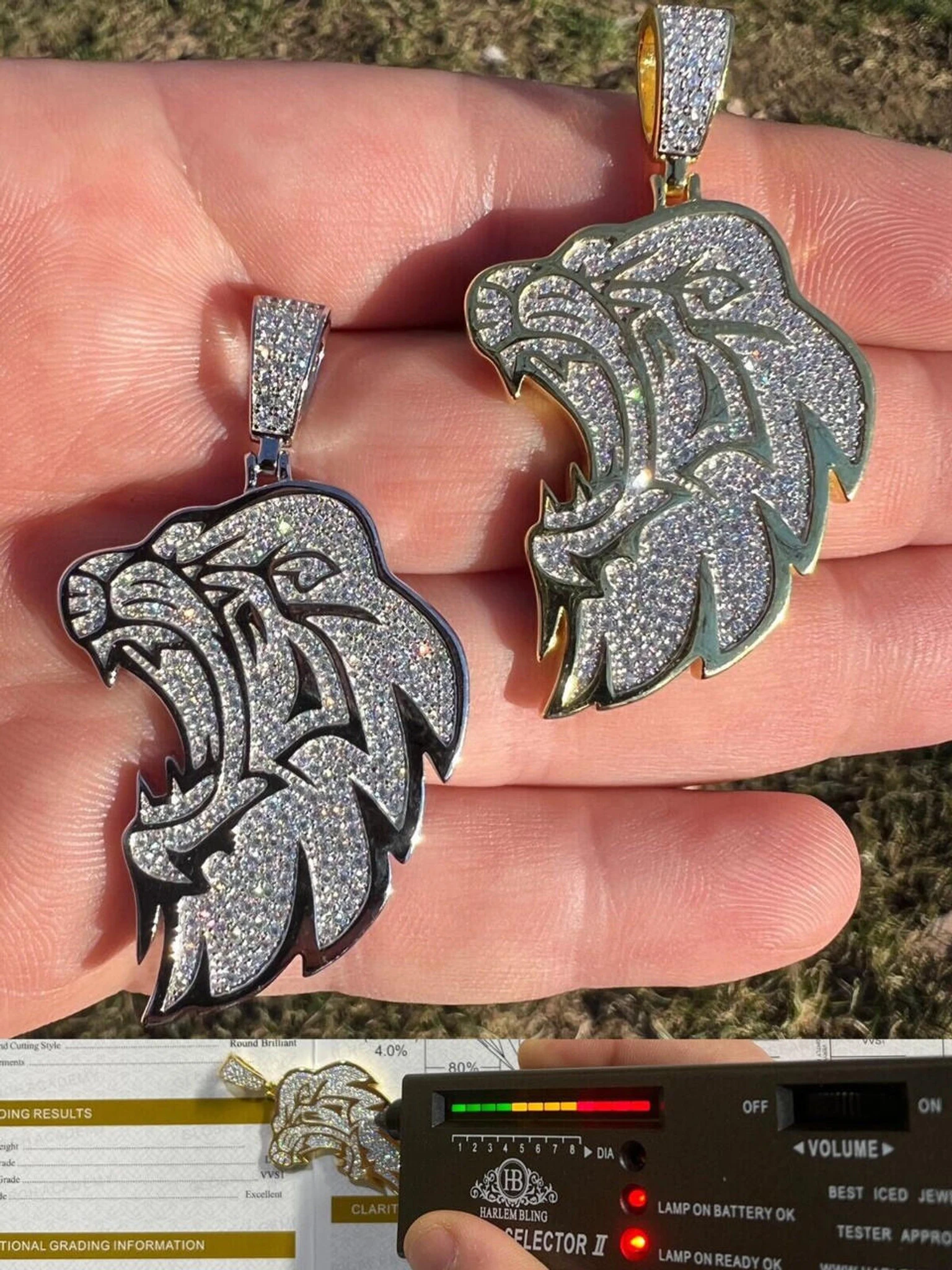 MOISSANITE Real 925 Silver / Gold Plated Iced Lion King Leo Hip Hop Necklace 3 MOISSANITE Real 925 Silver / Gold Plated Iced Lion King Leo Hip Hop Necklace