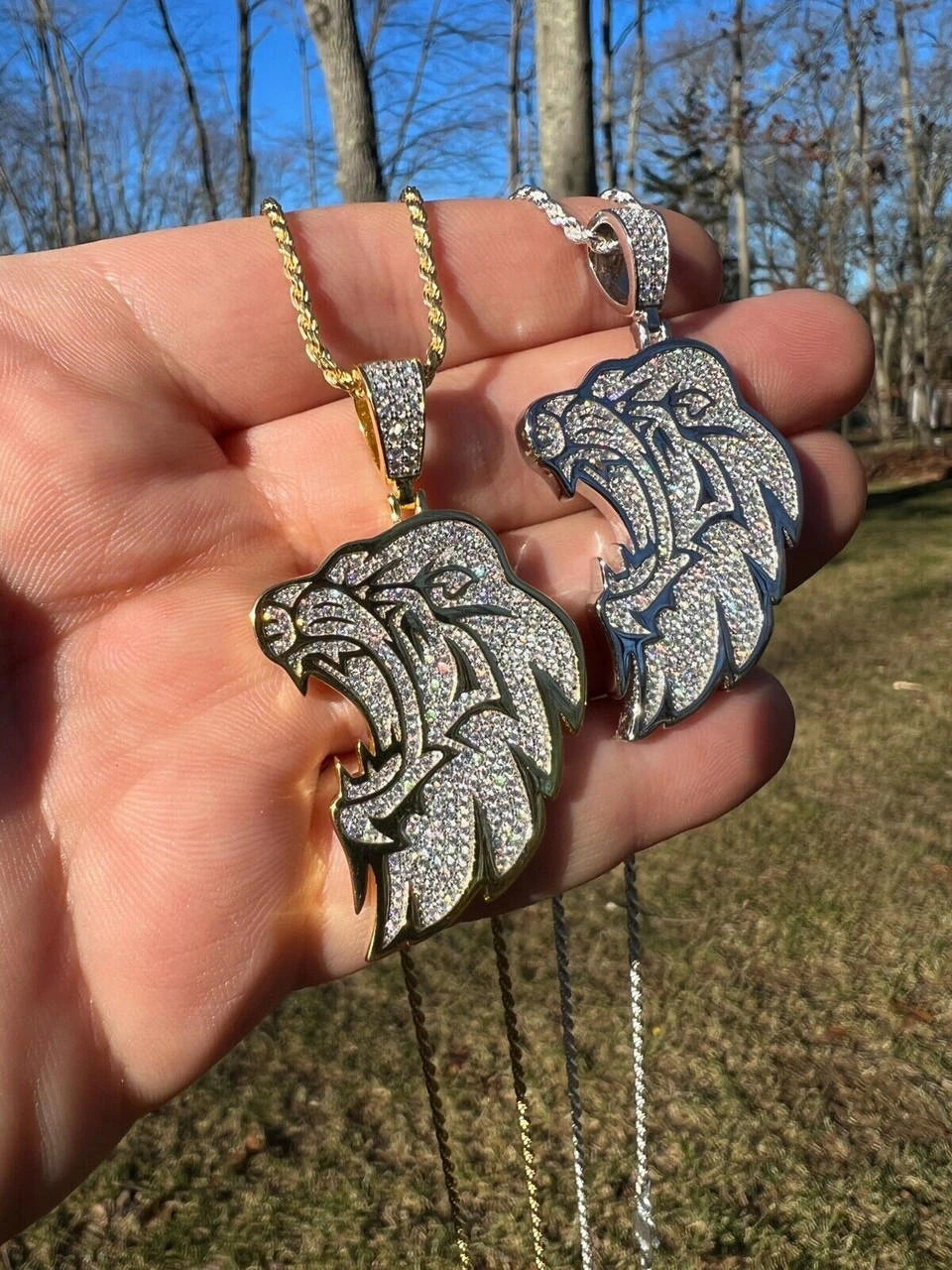 MOISSANITE Real 925 Silver / Gold Plated Iced Lion King Leo Hip Hop Necklace 16 MOISSANITE Real 925 Silver / Gold Plated Iced Lion King Leo Hip Hop Necklace - Image 14