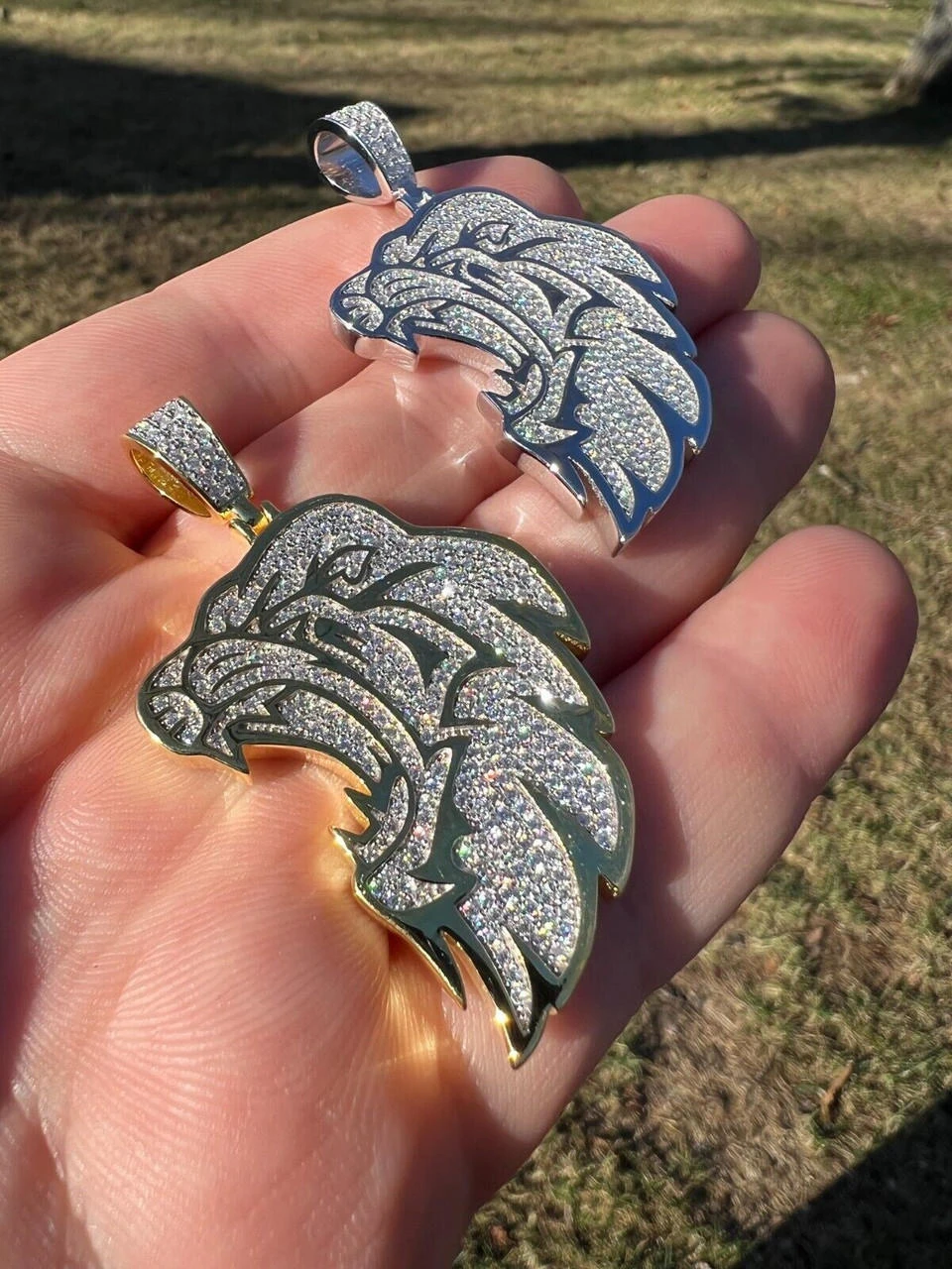 MOISSANITE Real 925 Silver / Gold Plated Iced Lion King Leo Hip Hop Necklace 5 MOISSANITE Real 925 Silver / Gold Plated Iced Lion King Leo Hip Hop Necklace - Image 3