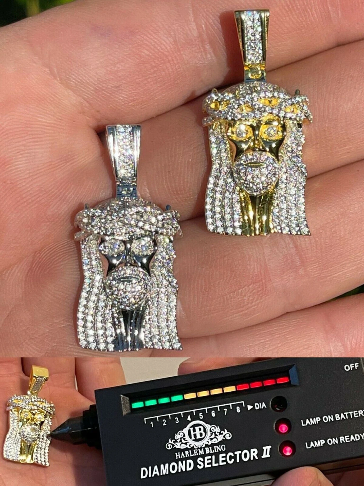 MOISSANITE Real 925 Silver Gold Small Jesus Piece Pendant Iced Pass Diamond Test 3 MOISSANITE Real 925 Silver Gold Small Jesus Piece Pendant Iced Pass Diamond Test