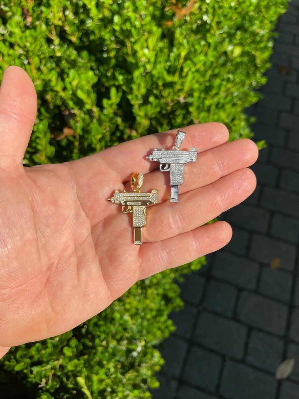 MOISSANITE Real 925 Silver/ Gold Uzi Gun Pendant Iced Pass Diamond Test Hip Hop 7 MOISSANITE Real 925 Silver/ Gold Uzi Gun Pendant Iced Pass Diamond Test Hip Hop - Image 5