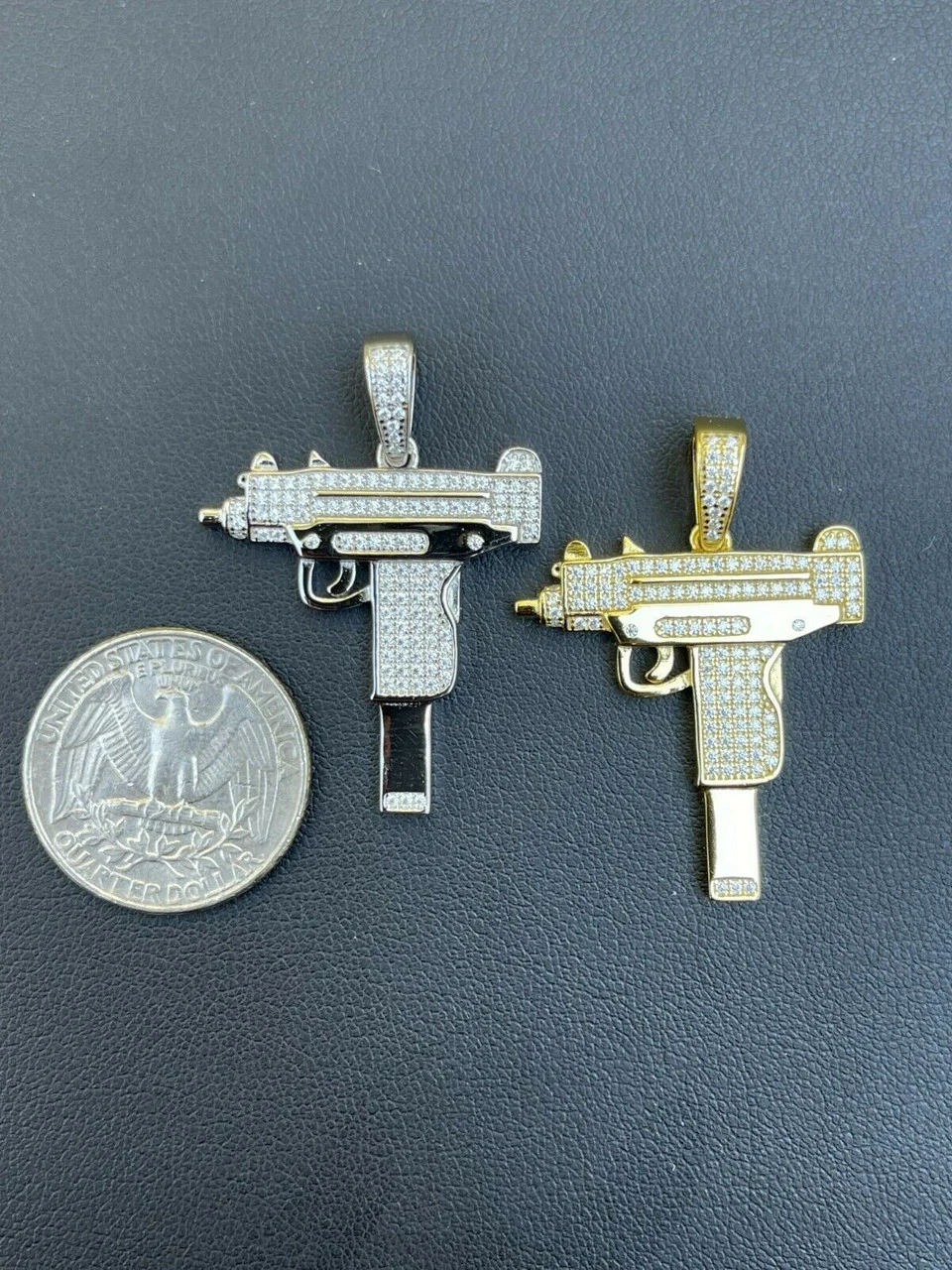 MOISSANITE Real 925 Silver/ Gold Uzi Gun Pendant Iced Pass Diamond Test Hip Hop 8 MOISSANITE Real 925 Silver/ Gold Uzi Gun Pendant Iced Pass Diamond Test Hip Hop - Image 6
