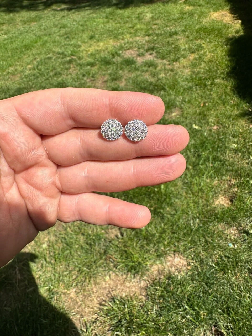 MOISSANITE Real 925 Silver Iced Cluster Round Hip Hop Out Big Mens 10mm Earrings 13 MOISSANITE Real 925 Silver Iced Cluster Round Hip Hop Out Big Mens 10mm Earrings - Image 11