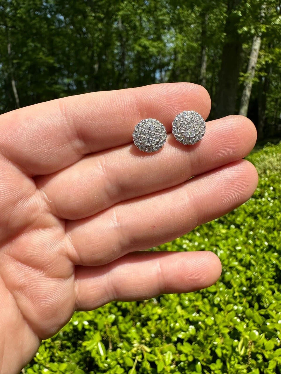 MOISSANITE Real 925 Silver Iced Cluster Round Hip Hop Out Big Mens 10mm Earrings 12 MOISSANITE Real 925 Silver Iced Cluster Round Hip Hop Out Big Mens 10mm Earrings - Image 10