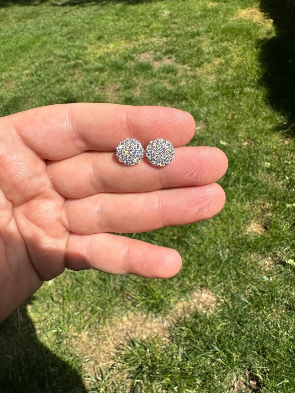 MOISSANITE Real 925 Silver Iced Cluster Round Hip Hop Out Big Mens 10mm Earrings 21 MOISSANITE Real 925 Silver Iced Cluster Round Hip Hop Out Big Mens 10mm Earrings - Image 19