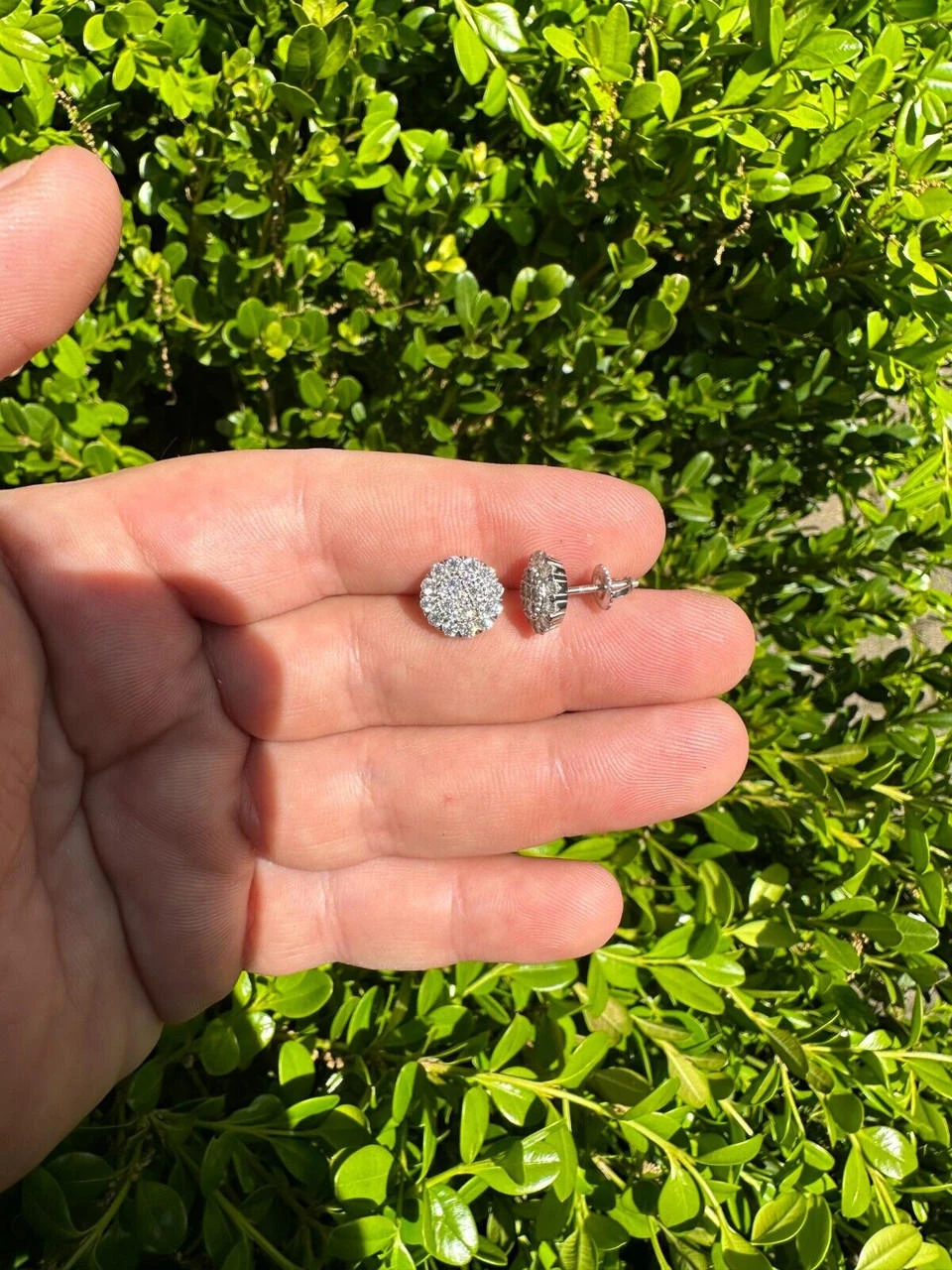 MOISSANITE Real 925 Silver Iced Cluster Round Hip Hop Out Big Mens 10mm Earrings 17 MOISSANITE Real 925 Silver Iced Cluster Round Hip Hop Out Big Mens 10mm Earrings - Image 15