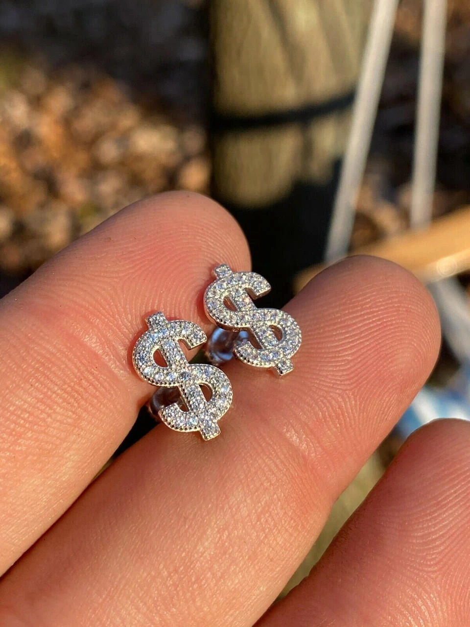 MOISSANITE Real 925 Silver Men Ladies Dollar Sign $ Money Earrings Iced Studs 16 MOISSANITE Real 925 Silver Men Ladies Dollar Sign $ Money Earrings Iced Studs - Image 14