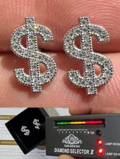 MOISSANITE Real 925 Silver Men Ladies Dollar Sign $ Money Earrings Iced Studs 23 MOISSANITE Real 925 Silver Men Ladies Dollar Sign $ Money Earrings Iced Studs -Harlem Bling Shop harlembling moissanite real 925 silver men ladies dollar sign dollar money earrings iced studs 16203.1683752082