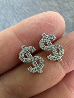 MOISSANITE Real 925 Silver Men Ladies Dollar Sign $ Money Earrings Iced Studs 41 MOISSANITE Real 925 Silver Men Ladies Dollar Sign $ Money Earrings Iced Studs -Harlem Bling Shop harlembling moissanite real 925 silver men ladies dollar sign dollar money earrings iced studs 49761.1683752017