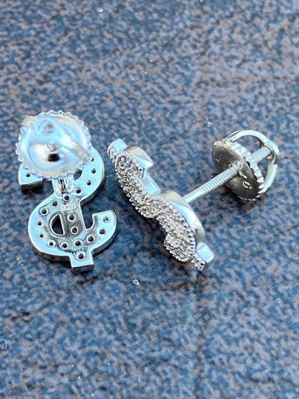 MOISSANITE Real 925 Silver Men Ladies Dollar Sign $ Money Earrings Iced Studs 14 MOISSANITE Real 925 Silver Men Ladies Dollar Sign $ Money Earrings Iced Studs - Image 12