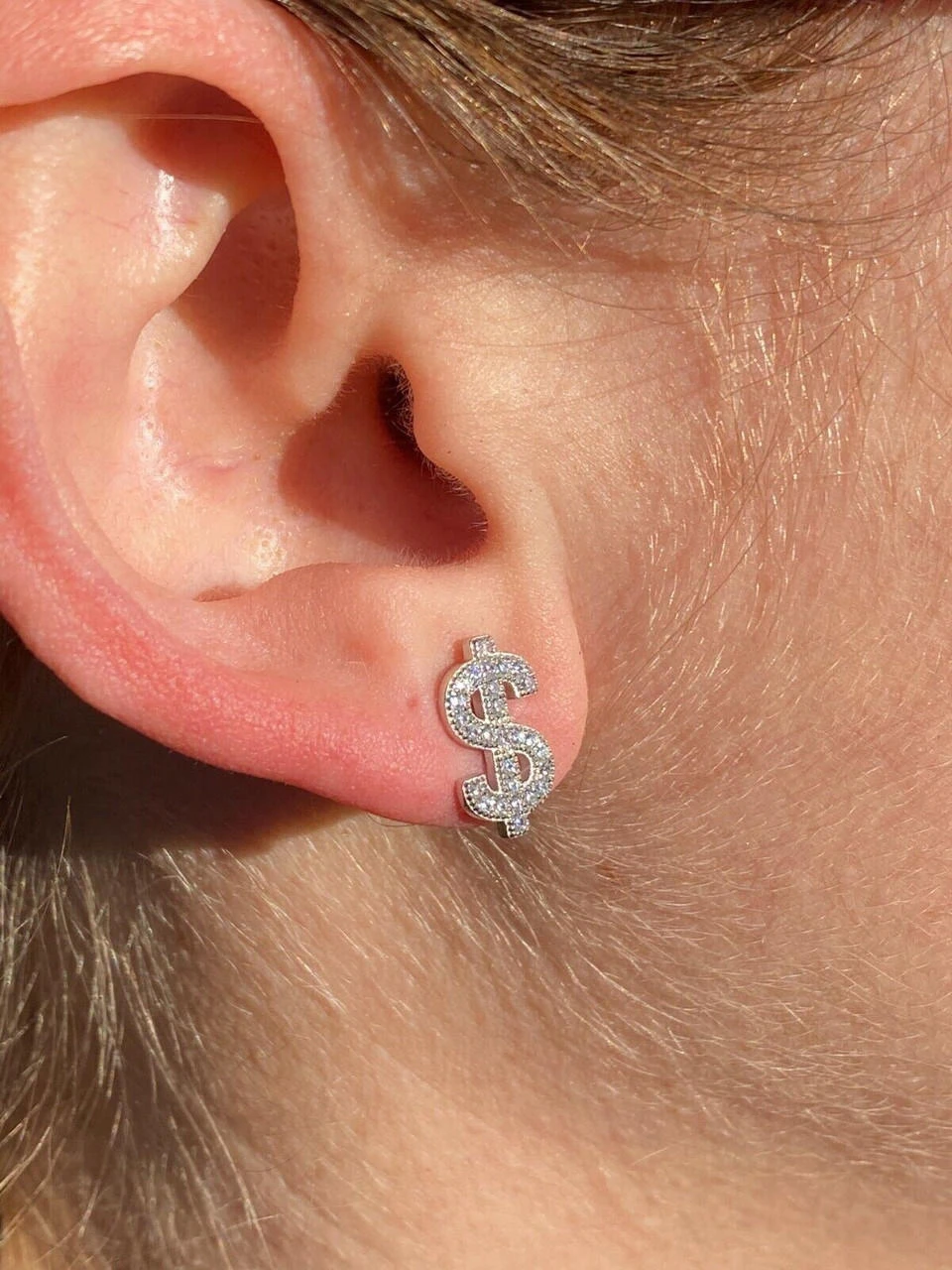 MOISSANITE Real 925 Silver Men Ladies Dollar Sign $ Money Earrings Iced Studs 13 MOISSANITE Real 925 Silver Men Ladies Dollar Sign $ Money Earrings Iced Studs - Image 11
