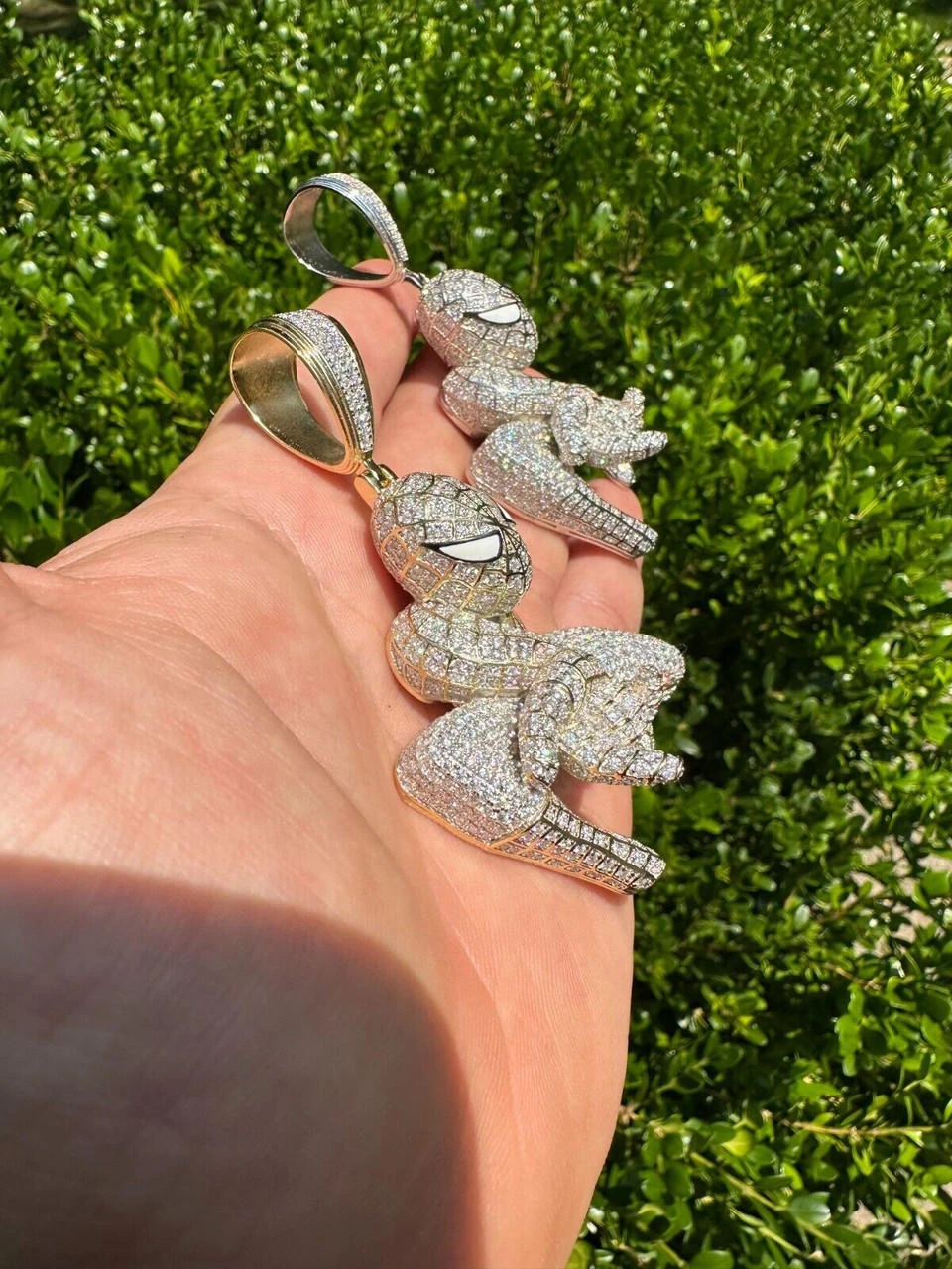 MOISSANITE Real 925 Silver/14k Gold Plated LARGE Iced Spiderman Pendant Necklace 20 MOISSANITE Real 925 Silver/14k Gold Plated LARGE Iced Spiderman Pendant Necklace - Image 18