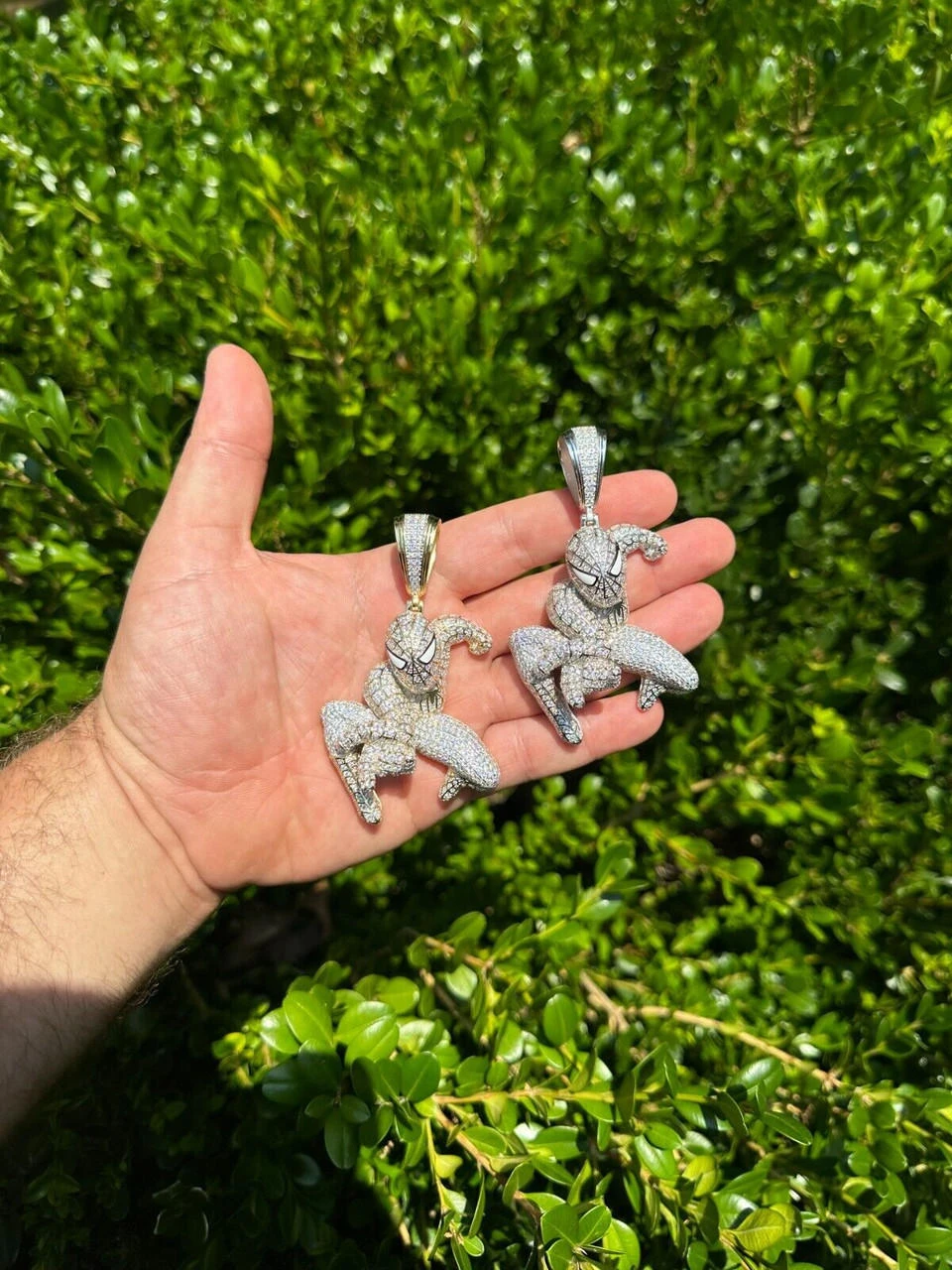 MOISSANITE Real 925 Silver/14k Gold Plated LARGE Iced Spiderman Pendant Necklace 6 MOISSANITE Real 925 Silver/14k Gold Plated LARGE Iced Spiderman Pendant Necklace - Image 4