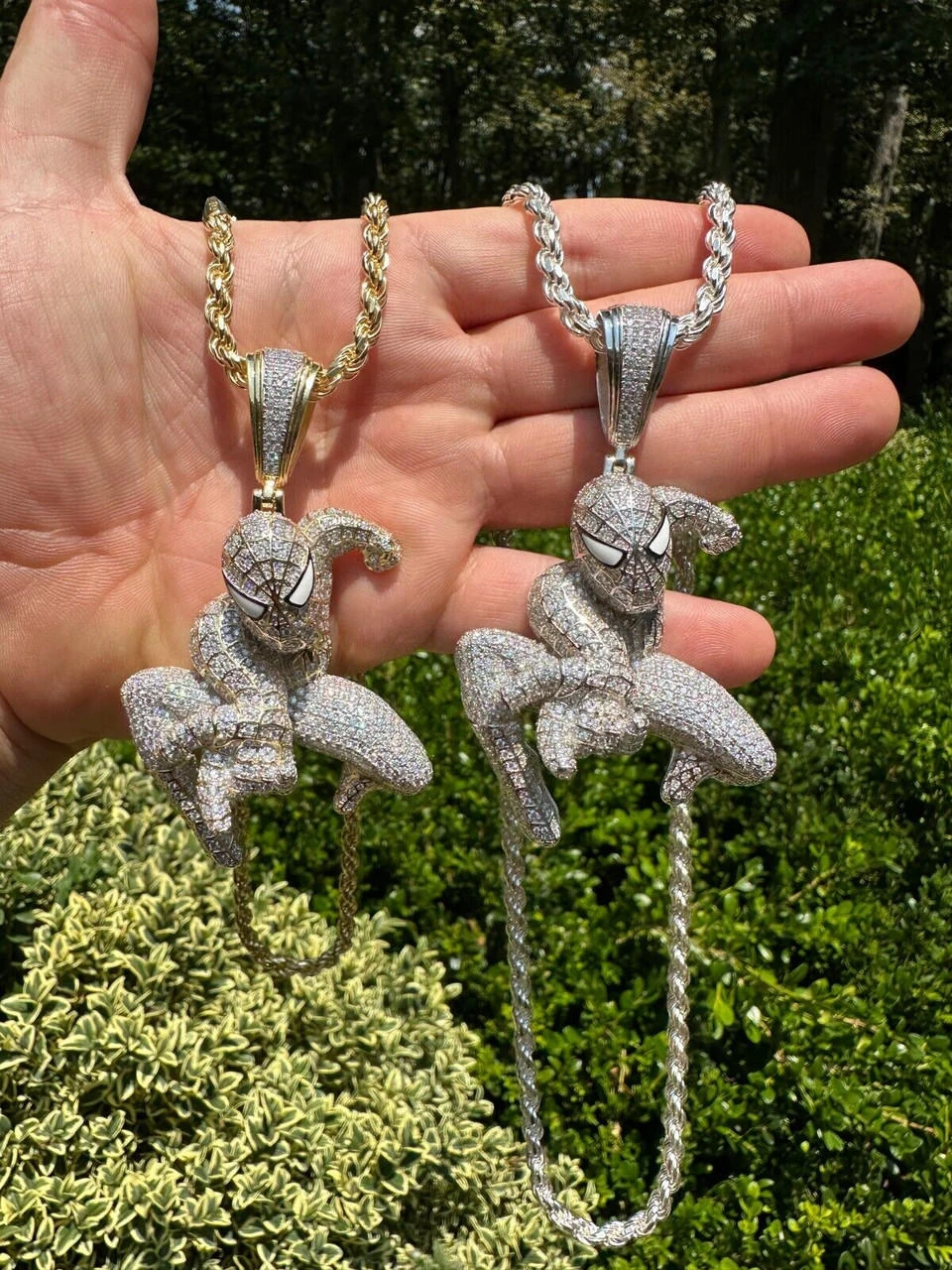 MOISSANITE Real 925 Silver/14k Gold Plated LARGE Iced Spiderman Pendant Necklace 22 MOISSANITE Real 925 Silver/14k Gold Plated LARGE Iced Spiderman Pendant Necklace - Image 20