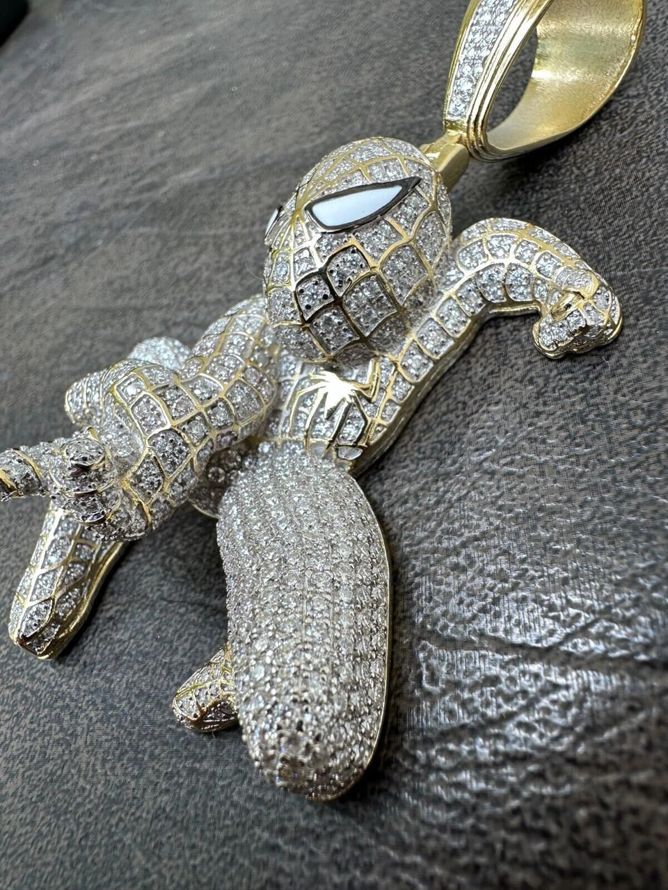 MOISSANITE Real 925 Silver/14k Gold Plated LARGE Iced Spiderman Pendant Necklace 15 MOISSANITE Real 925 Silver/14k Gold Plated LARGE Iced Spiderman Pendant Necklace - Image 13
