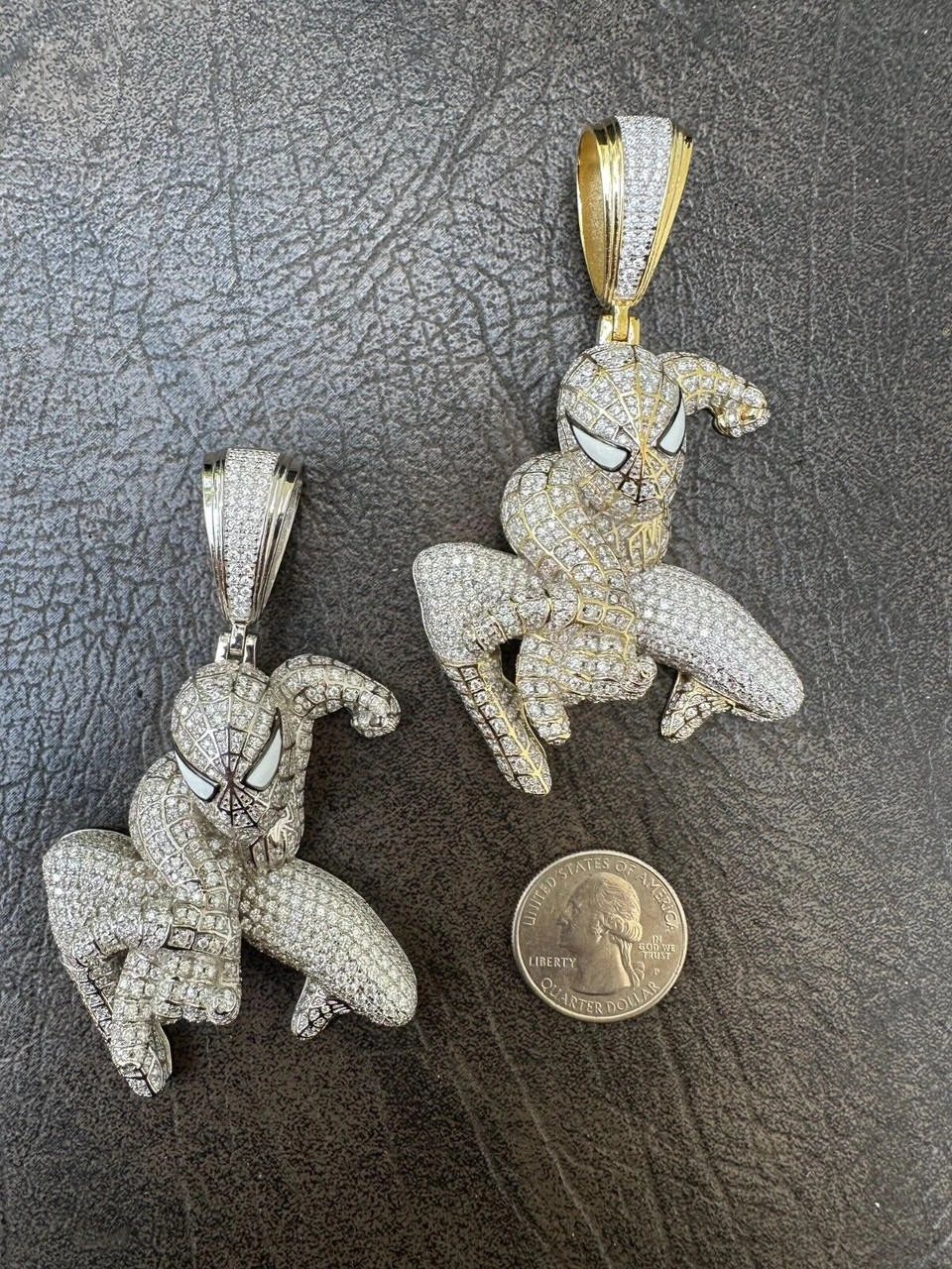 MOISSANITE Real 925 Silver/14k Gold Plated LARGE Iced Spiderman Pendant Necklace 12 MOISSANITE Real 925 Silver/14k Gold Plated LARGE Iced Spiderman Pendant Necklace - Image 10