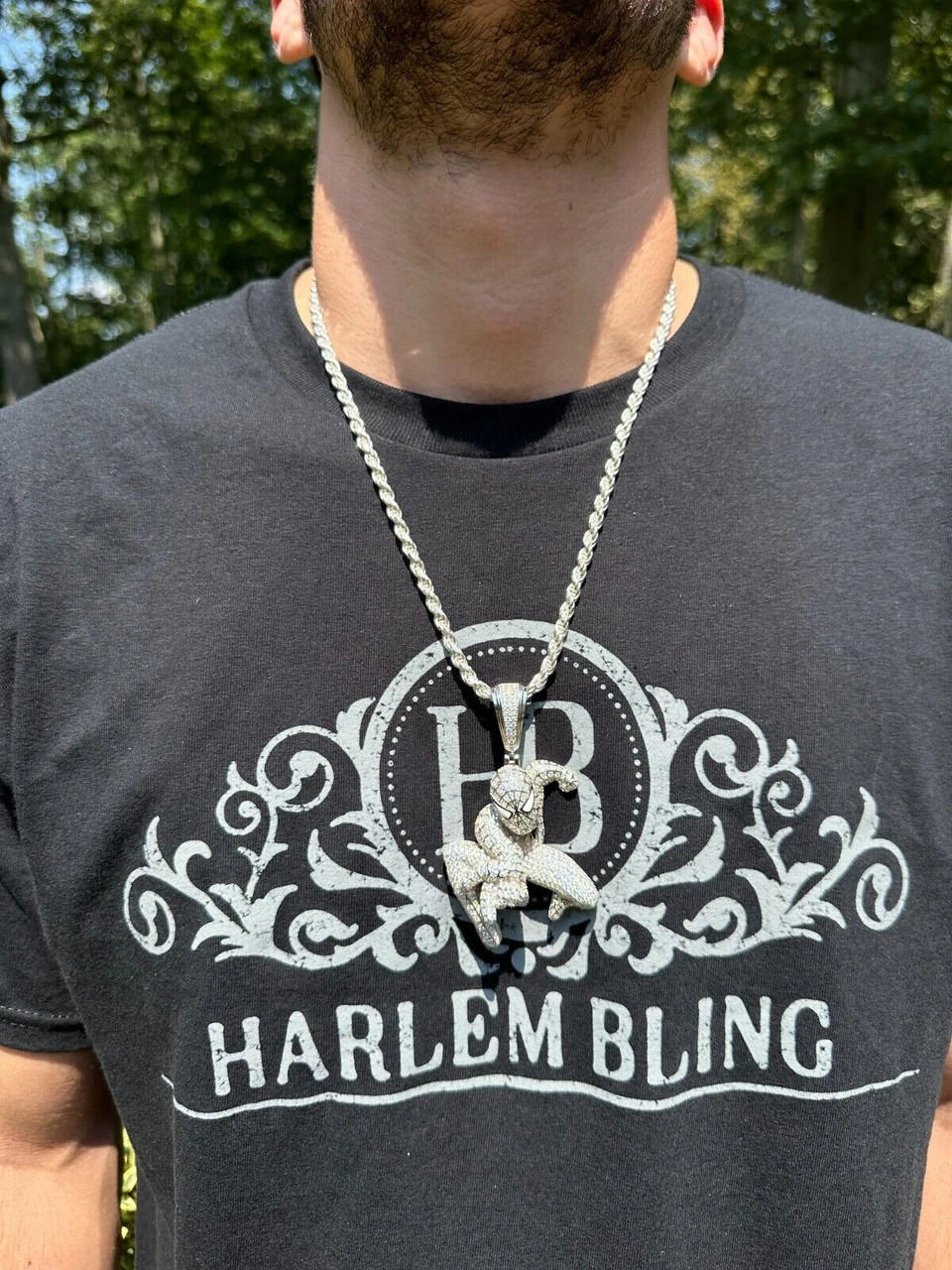 MOISSANITE Real 925 Silver/14k Gold Plated LARGE Iced Spiderman Pendant Necklace 4 MOISSANITE Real 925 Silver/14k Gold Plated LARGE Iced Spiderman Pendant Necklace - Image 2