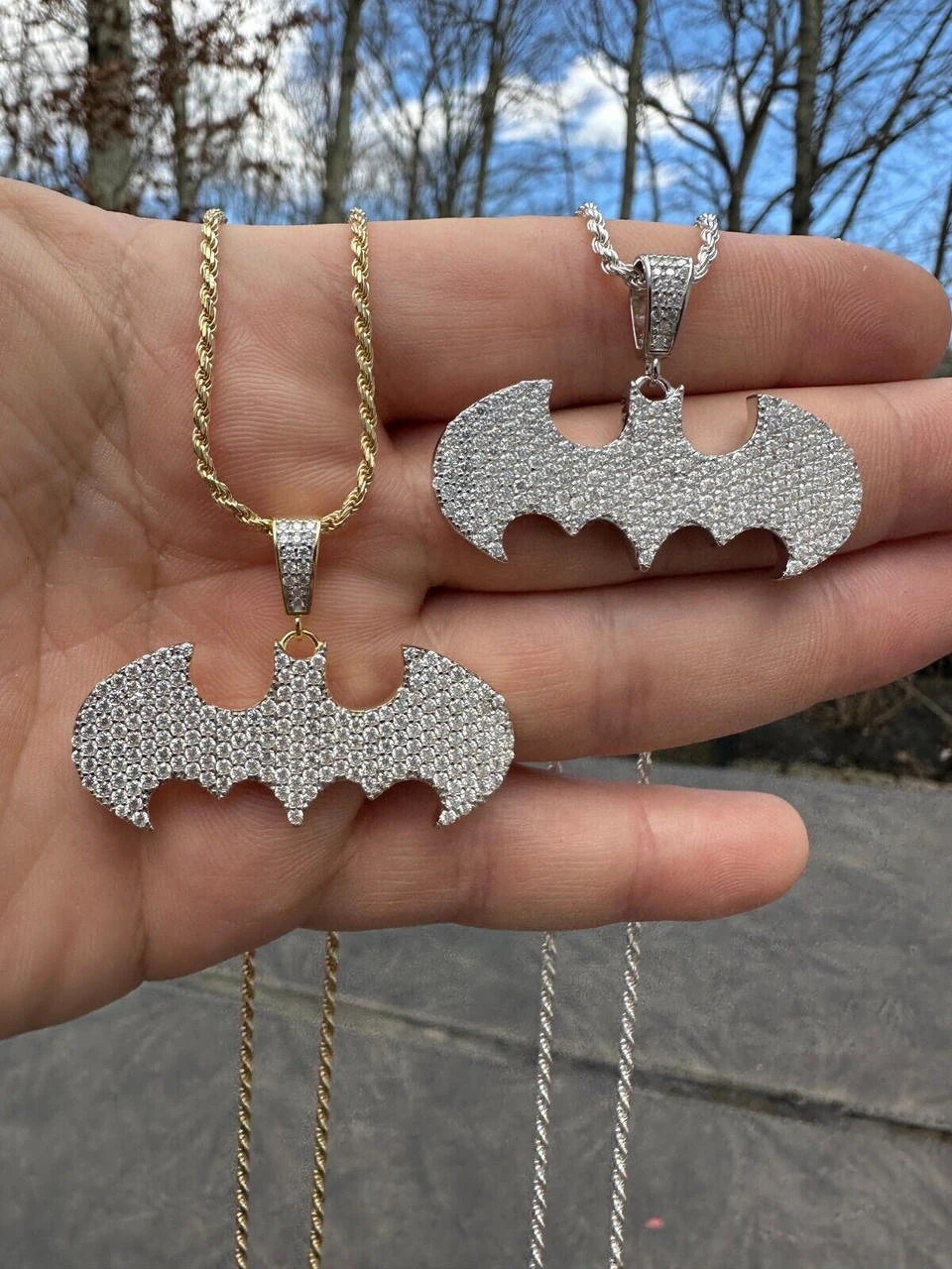 MOISSANITE Real 925 Silver/Gold Plated Iced Batman Superhero Pendant Necklace 15 MOISSANITE Real 925 Silver/Gold Plated Iced Batman Superhero Pendant Necklace - Image 13