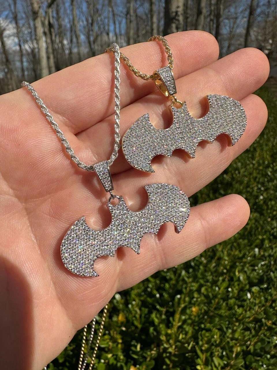 MOISSANITE Real 925 Silver/Gold Plated Iced Batman Superhero Pendant Necklace 16 MOISSANITE Real 925 Silver/Gold Plated Iced Batman Superhero Pendant Necklace - Image 14