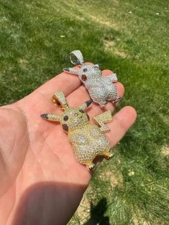 MOISSANITE Real 925 Silver/Gold Plated Iced Pickachu Pokemon Pendant Necklace -Harlem Bling Shop harlembling moissanite real 925 silvergold plated iced pickachu pokemon pendant necklace 49220.1685655564