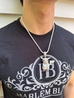 MOISSANITE Real 925 Silver/Gold Plated Iced Pickachu Pokemon Pendant Necklace -Harlem Bling Shop harlembling moissanite real 925 silvergold plated iced pickachu pokemon pendant necklace 81299.1685655617