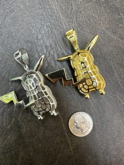 MOISSANITE Real 925 Silver/Gold Plated Iced Pickachu Pokemon Pendant Necklace -Harlem Bling Shop harlembling moissanite real 925 silvergold plated iced pickachu pokemon pendant necklace 89744.1685655473