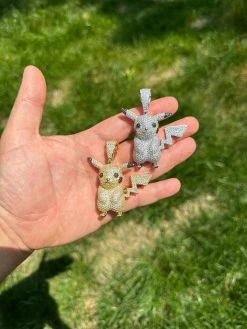 MOISSANITE Real 925 Silver/Gold Plated Iced Pickachu Pokemon Pendant Necklace -Harlem Bling Shop harlembling moissanite real 925 silvergold plated iced pickachu pokemon pendant necklace 94541.1685655674