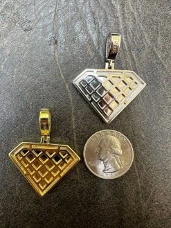 MOISSANITE Real 925 Silver/Gold Plated Iced SUPERMAN Logo Out Pendant Necklace -Harlem Bling Shop harlembling moissanite real 925 silvergold plated iced superman logo out pendant necklace 79871.1685655510