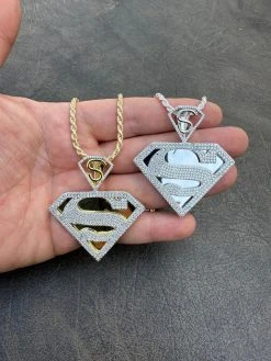 MOISSANITE Real 925 Silver/Gold Plated Iced SUPERMAN Superhero Pendant Necklace 32 MOISSANITE Real 925 Silver/Gold Plated Iced SUPERMAN Superhero Pendant Necklace -Harlem Bling Shop harlembling moissanite real 925 silvergold plated iced superman superhero pendant necklace 00975.1678301777