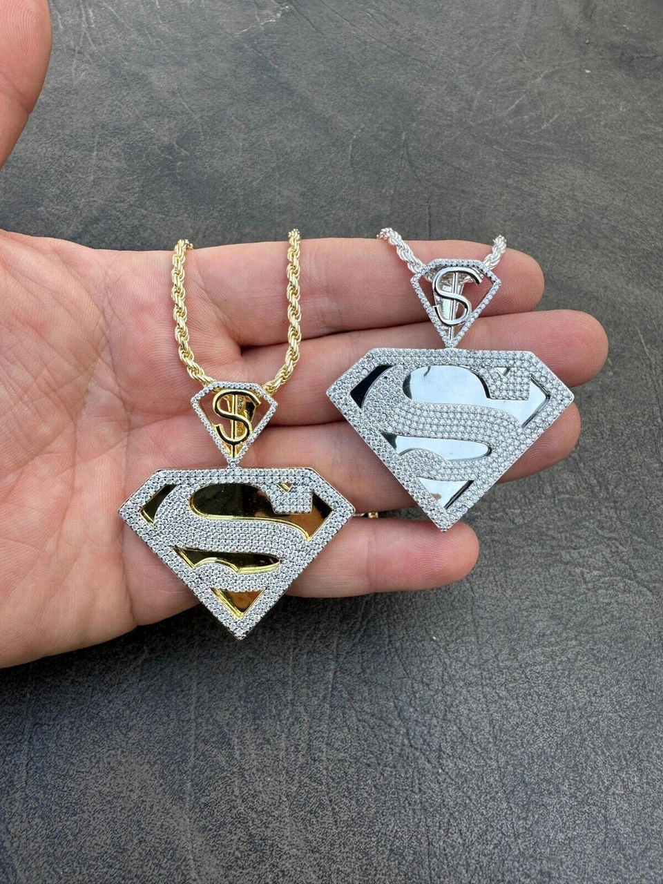 MOISSANITE Real 925 Silver/Gold Plated Iced SUPERMAN Superhero Pendant Necklace 13 MOISSANITE Real 925 Silver/Gold Plated Iced SUPERMAN Superhero Pendant Necklace - Image 11