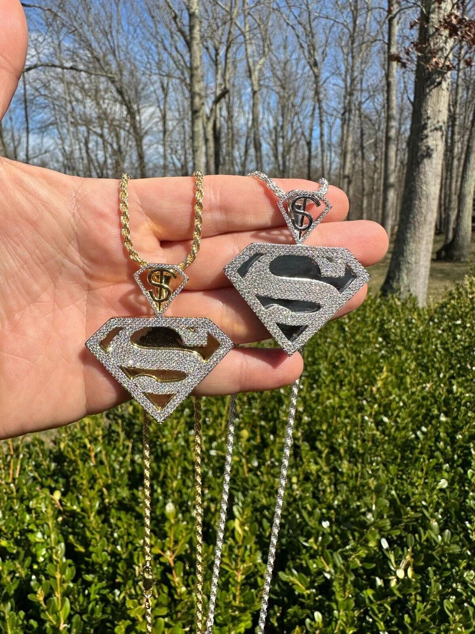 MOISSANITE Real 925 Silver/Gold Plated Iced SUPERMAN Superhero Pendant Necklace 19 MOISSANITE Real 925 Silver/Gold Plated Iced SUPERMAN Superhero Pendant Necklace - Image 17