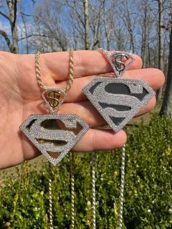 MOISSANITE Real 925 Silver/Gold Plated Iced SUPERMAN Superhero Pendant Necklace 39 MOISSANITE Real 925 Silver/Gold Plated Iced SUPERMAN Superhero Pendant Necklace -Harlem Bling Shop harlembling moissanite real 925 silvergold plated iced superman superhero pendant necklace 72500.1678301565