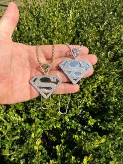 MOISSANITE Real 925 Silver/Gold Plated Iced SUPERMAN Superhero Pendant Necklace 40 MOISSANITE Real 925 Silver/Gold Plated Iced SUPERMAN Superhero Pendant Necklace -Harlem Bling Shop harlembling moissanite real 925 silvergold plated iced superman superhero pendant necklace 78616.1678301694