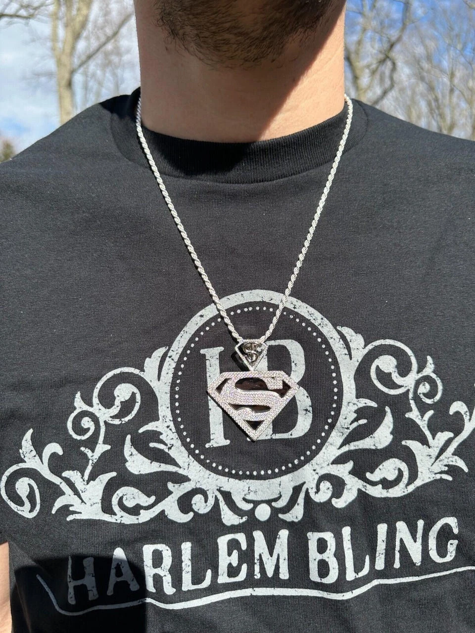MOISSANITE Real 925 Silver/Gold Plated Iced SUPERMAN Superhero Pendant Necklace 18 MOISSANITE Real 925 Silver/Gold Plated Iced SUPERMAN Superhero Pendant Necklace - Image 16