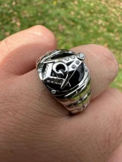 MOISSANITE Real Mens Real 925 Silver Ring Free Mason Masonic Letter G Black Onyx -Harlem Bling Shop harlembling moissanite real mens real 925 silver ring free mason masonic letter g black onyx 68860.1696645505