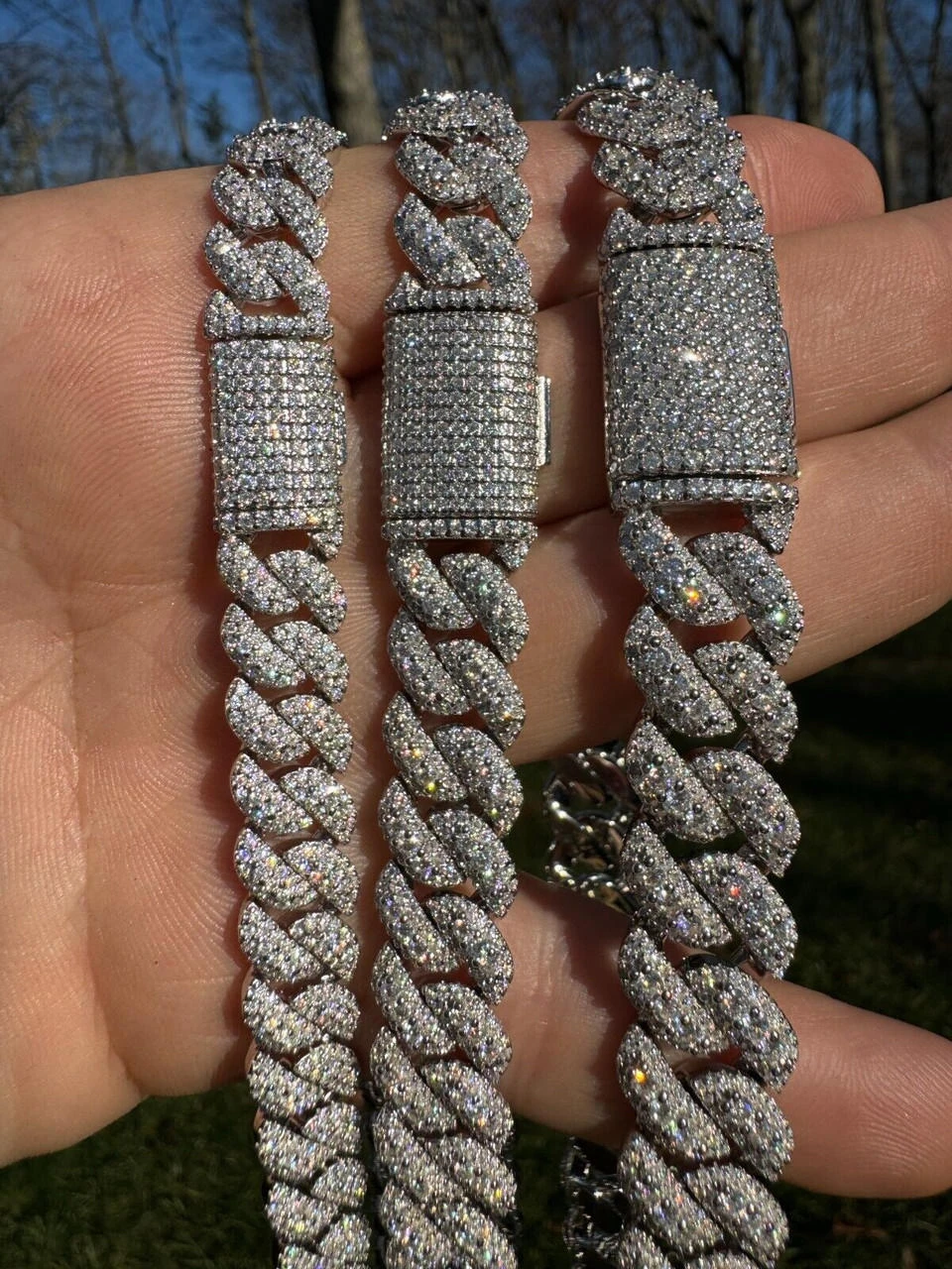 MOISSANITE Real Miami Cuban Link Chain Iced Hip Hop 925 Silver Necklace 16"-30" 16 MOISSANITE Real Miami Cuban Link Chain Iced Hip Hop 925 Silver Necklace 16"-30" - Image 14