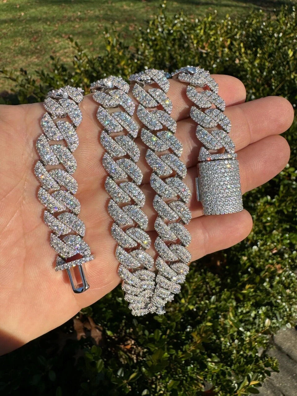 MOISSANITE Real Miami Cuban Link Chain Iced Hip Hop 925 Silver Necklace 16"-30" 20 MOISSANITE Real Miami Cuban Link Chain Iced Hip Hop 925 Silver Necklace 16"-30" - Image 18