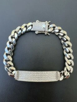 MOISSANITE Real Miami Cuban Link ID Bracelet 925 Silver Iced Pass Diamond Tester -Harlem Bling Shop harlembling moissanite real miami cuban link id bracelet 925 silver iced pass diamond tester 03551.1664359386