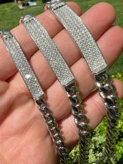 MOISSANITE Real Miami Cuban Link ID Bracelet 925 Silver Iced Pass Diamond Tester -Harlem Bling Shop harlembling moissanite real miami cuban link id bracelet 925 silver iced pass diamond tester 24584.1664361972