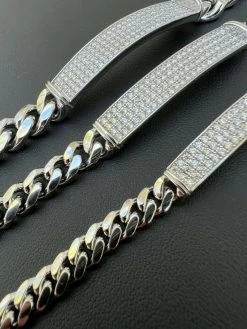 MOISSANITE Real Miami Cuban Link ID Bracelet 925 Silver Iced Pass Diamond Tester -Harlem Bling Shop harlembling moissanite real miami cuban link id bracelet 925 silver iced pass diamond tester 41617.1664359118