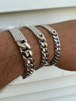 MOISSANITE Real Miami Cuban Link ID Bracelet 925 Silver Iced Pass Diamond Tester -Harlem Bling Shop harlembling moissanite real miami cuban link id bracelet 925 silver iced pass diamond tester 49786.1664357718