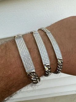 MOISSANITE Real Miami Cuban Link ID Bracelet 925 Silver Iced Pass Diamond Tester -Harlem Bling Shop harlembling moissanite real miami cuban link id bracelet 925 silver iced pass diamond tester 81376.1664362825