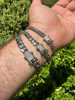 MOISSANITE Real Miami Cuban Link ID Bracelet 925 Silver Iced Pass Diamond Tester -Harlem Bling Shop harlembling moissanite real miami cuban link id bracelet 925 silver iced pass diamond tester 82042.1664359805