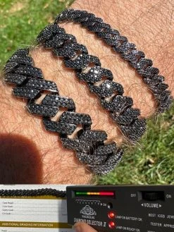 MOISSANITE Real Miami Cuban Link Prong Bracelet Black Rhodium Solid 925 Silver