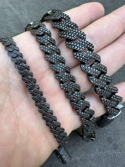 MOISSANITE Real Miami Cuban Link Prong Bracelet Black Rhodium Solid 925 Silver -Harlem Bling Shop harlembling moissanite real miami cuban link prong bracelet black rhodium solid 925 silver 45088.1697164470